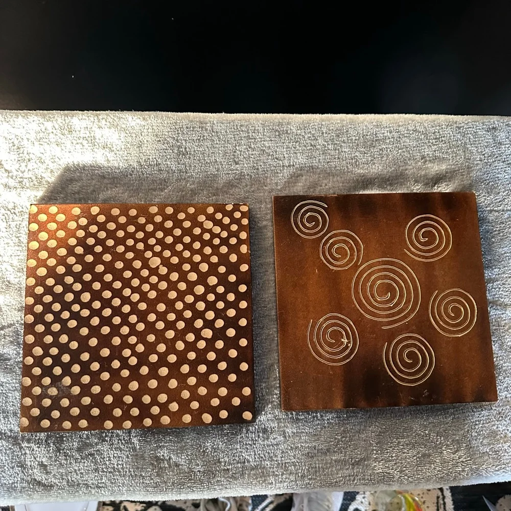 Wooden Decor Brown Beige Square Wall Art Set